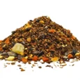 Χύμα μείγμα Velvet Chocolate Rooibos Renteana με κακάο, πορτοκάλι και πιπερόριζα (πιπερόριζα-ζάχαρη) σε συσκευασία. Loose leaf Velvet Chocolate rooibos tea blend.